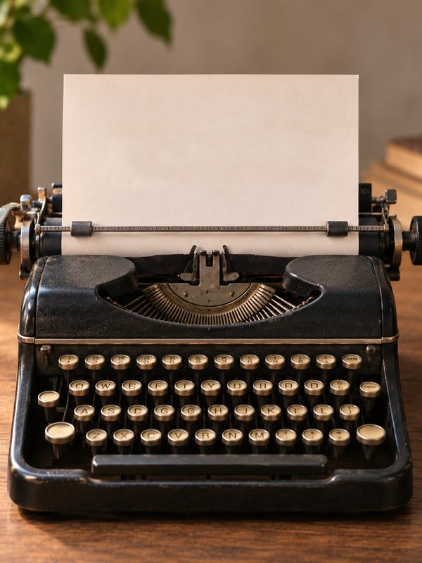 Vintage typewriter with a blank sheet of paper